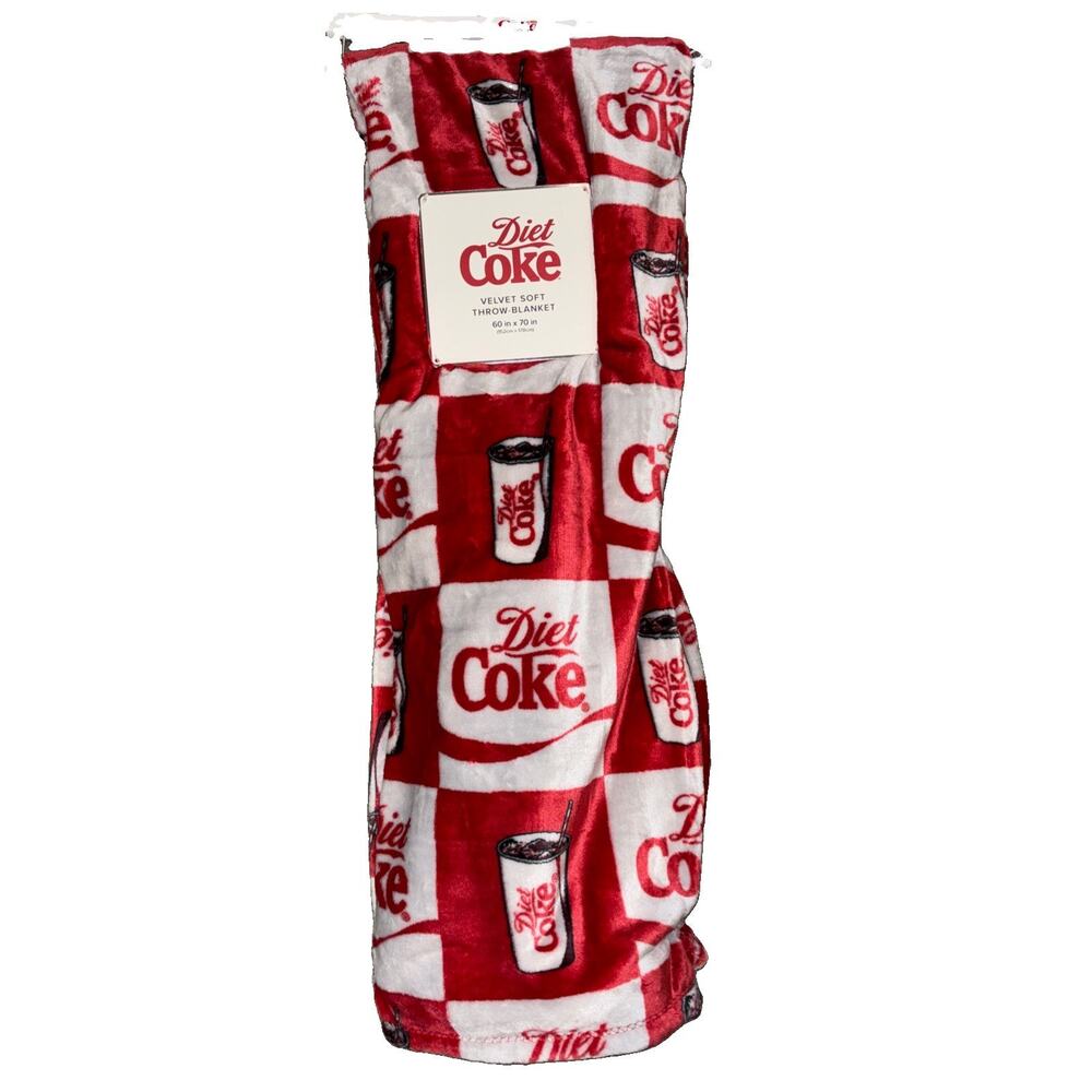 Diet Coke Velvet Soft Throw Blanket Plush Coca-Cola Logo Print 60" x 70" NEW